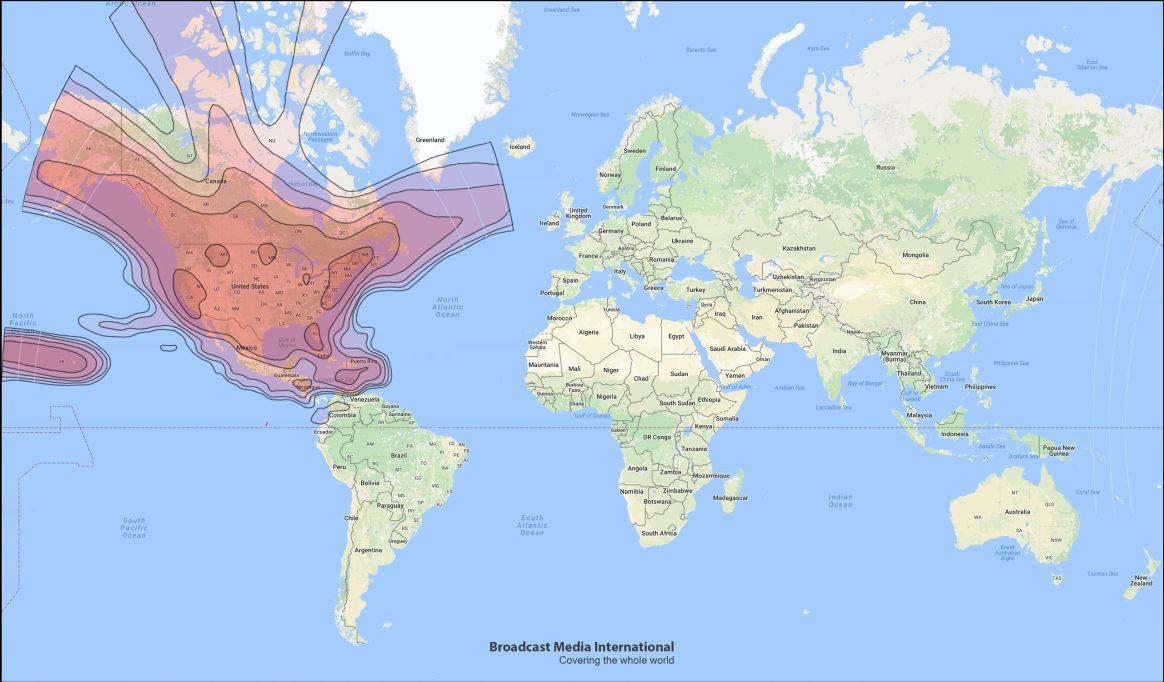 Galaxy 19 coverage map over North America