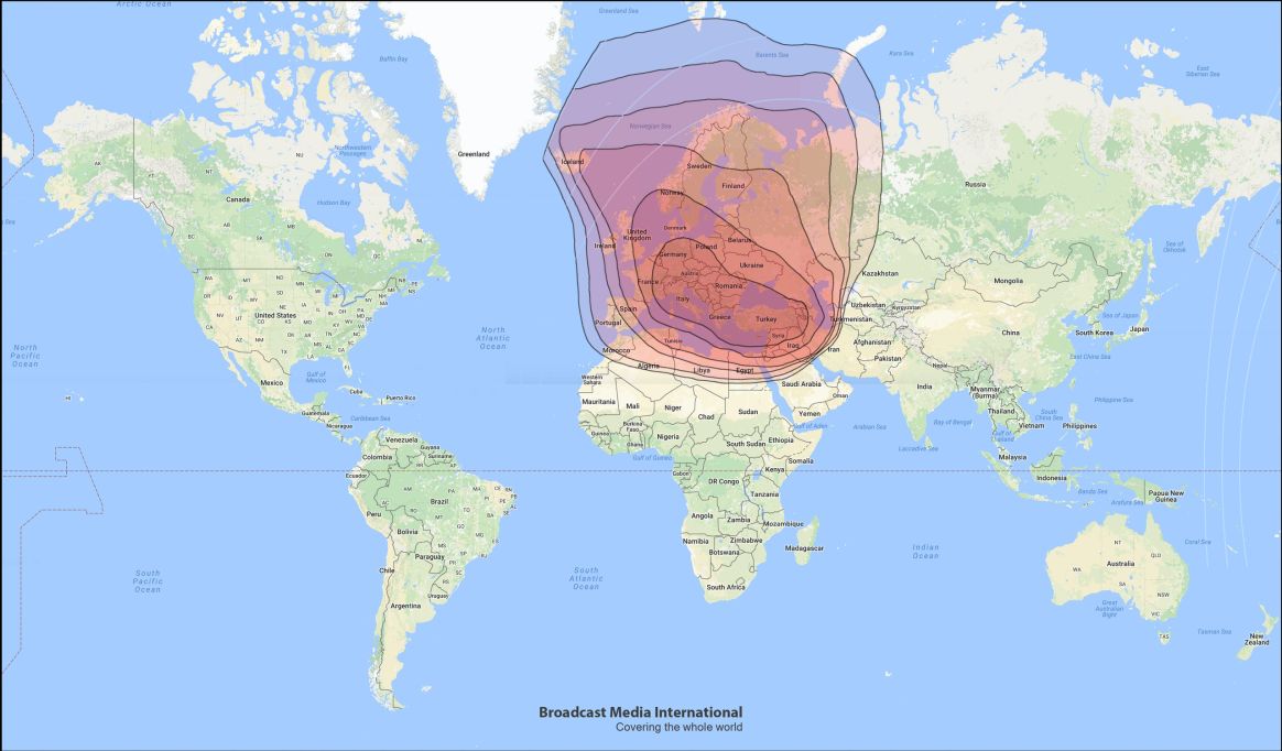Hotbird coverage map over Europe